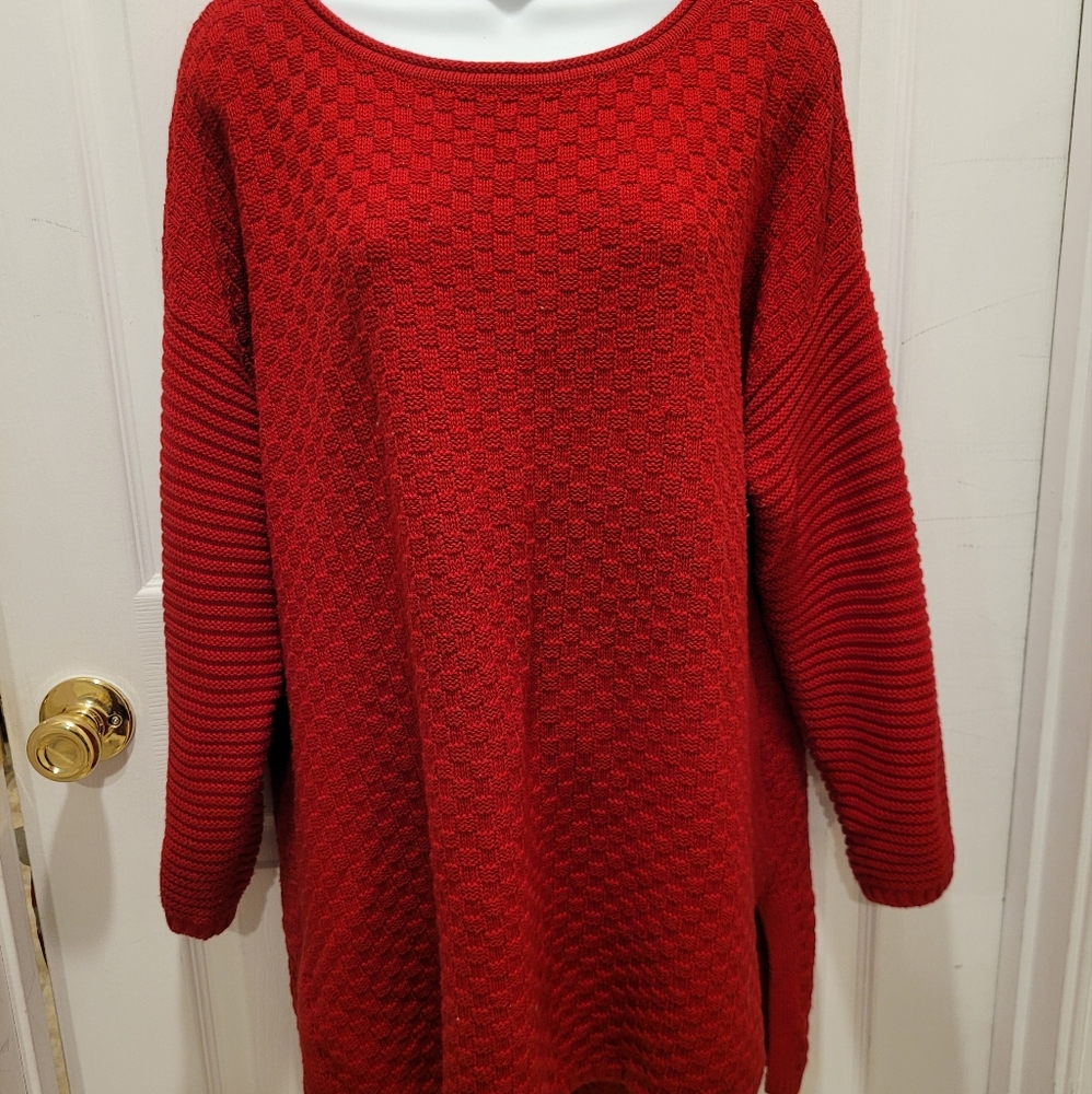 Vince Camuto Cherry Red Tunic Sweater XL